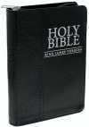 KJV Pocket Bible, Black Lux Leather with Zipper