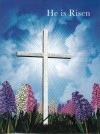 Easter Cards - He is Risen, Cross and Flowers  (Pack of 5) 