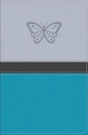 KJV Study Bible for Girls Silver/Teal, Butterfly Design, Leathertouch