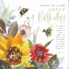 Card - Happy Birthday - Flowers & Bees