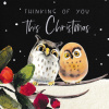 Card - Thinking of you This Christmas - Owls SDC