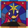 Christmas Cards - Stained Glass Manger Pack of 10 CMS