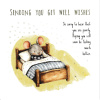 Card -Sending you Get Well Wishes - Mouse in Bed SDC 