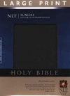 NLT Large Print SlimlineCenter Column Reference Bible - Bonded Black Leather 